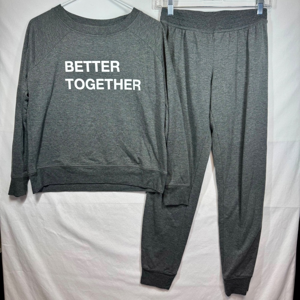 Family PJs Lounge Set Better Together Gray Pullover Joggers Women's Sz‎ XS